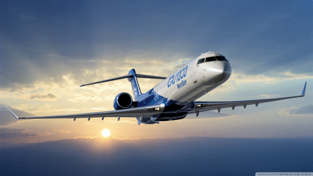 Jetliner cloudy sky sun distance free wallpaper - medium preview image