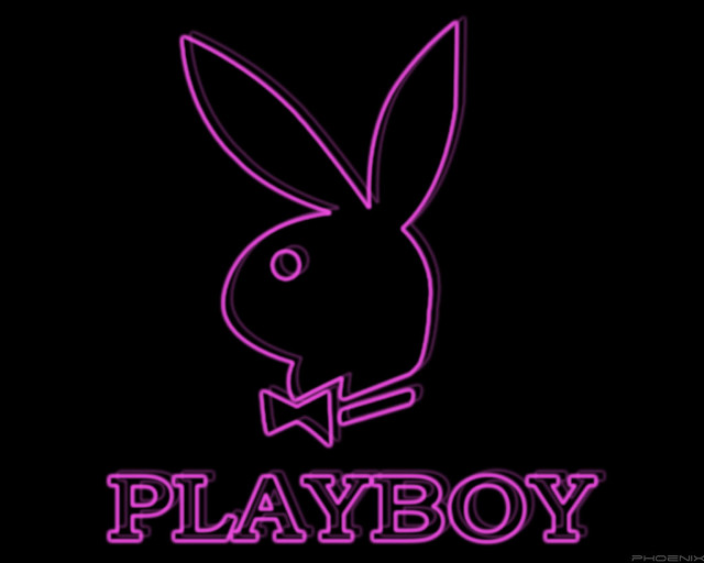 Neon pink playboy rabbit black free wallpaper - medium preview image