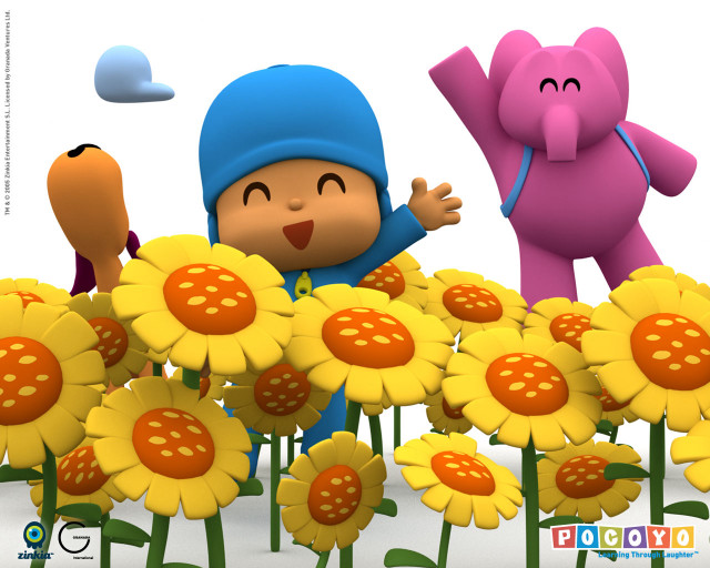 Cartoon character sunflowers elephant pink free wallpaper - medium preview image