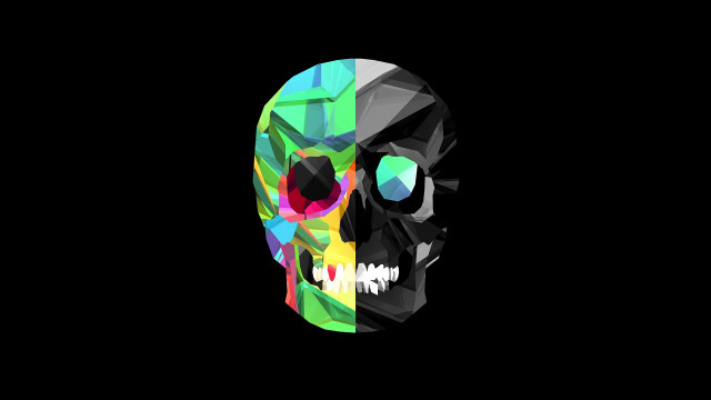Colorful skull black background white #3 free wallpaper - medium preview image