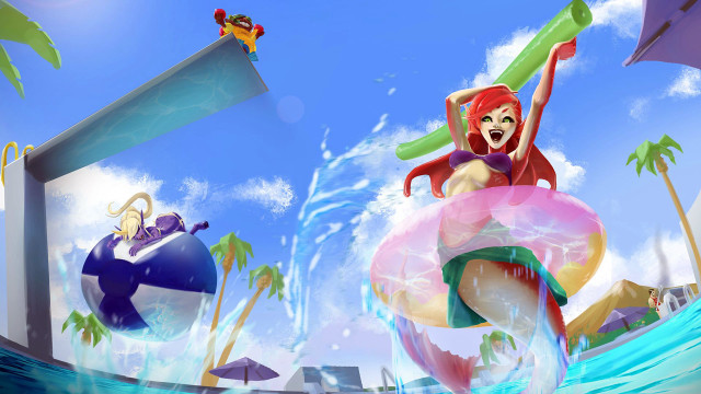 Cartoon character water slide pool free wallpaper - medium preview image