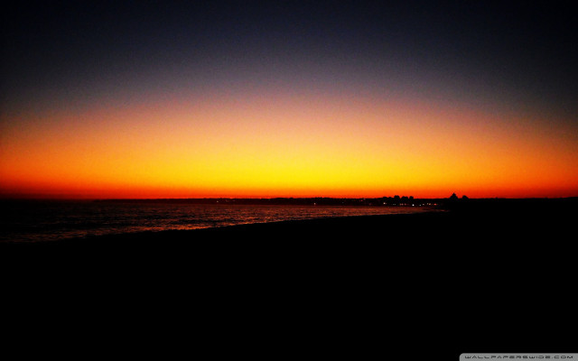 Sunset ocean boat person walking free wallpaper - medium preview image