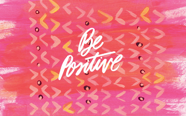 Pink yellow painting be positive free wallpaper - medium preview image