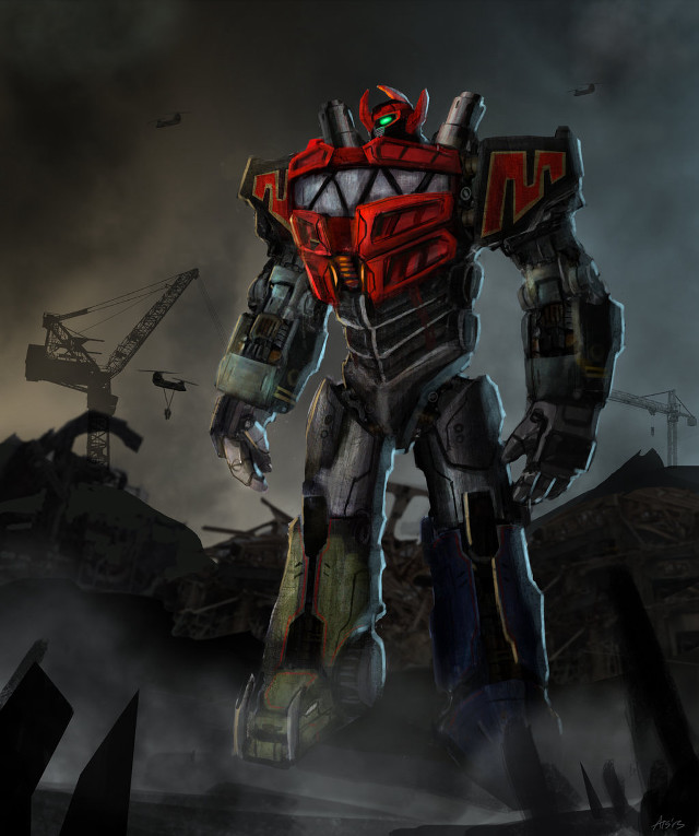 Robot red yellow face dark free wallpaper - medium preview image