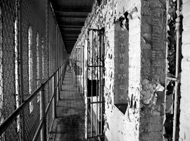 Long hallway fence wall bars free wallpaper - medium preview image