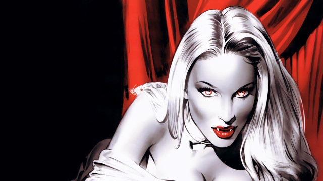 Vampire woman red eyes white free wallpaper - medium preview image