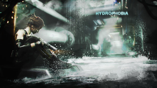 Futuristic woman city gun action free wallpaper - medium preview image