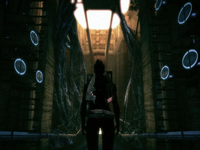 Person standing tunnel light ceiling free wallpaper - medium preview image