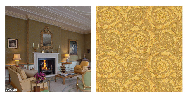 Livingroom fireplace goldwallpaper baroque bookshelf free wallpaper - medium preview image