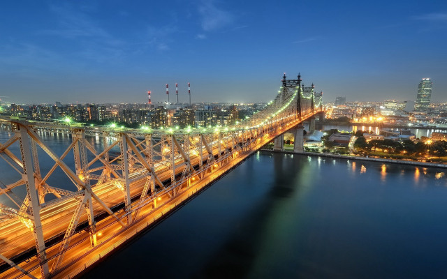 Bridge river night lights cityscape #2 free wallpaper - medium preview image