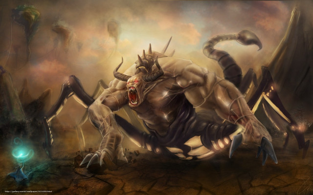 Demon attacking giant spider claws free wallpaper - medium preview image