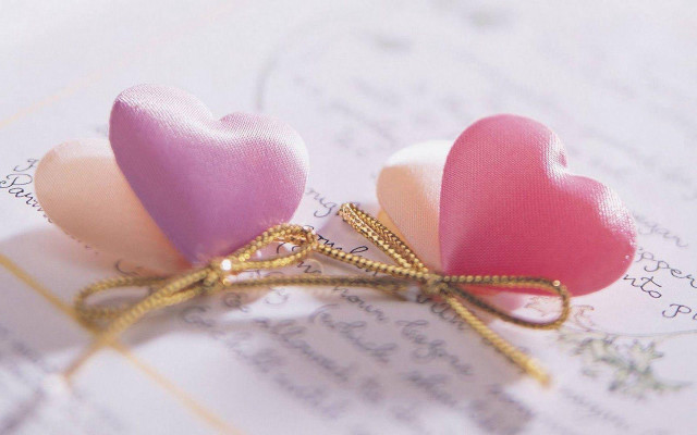 Two hearts paper bow string free wallpaper - medium preview image