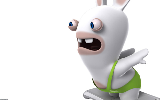 Cartoon bunny on scale excited free wallpaper - medium preview image