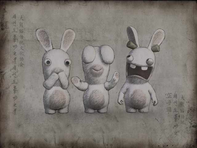 Three rabbits face ears drawing free wallpaper - medium preview image