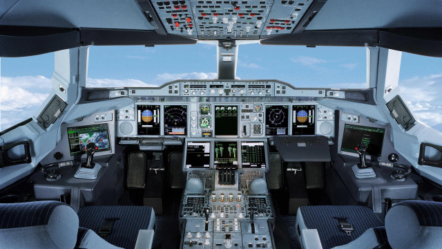 Cockpit inside view airplane control free wallpaper - medium preview image