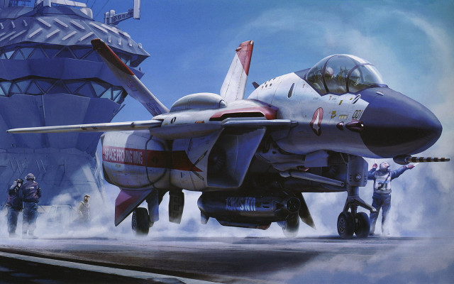 Fighter jet runway people building free wallpaper - medium preview image