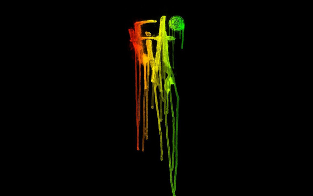 Black background multicolored umbrella clock free wallpaper - medium preview image
