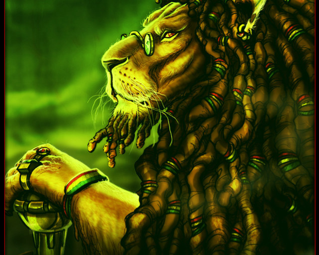 Lion green collar plant glowing free wallpaper - medium preview image