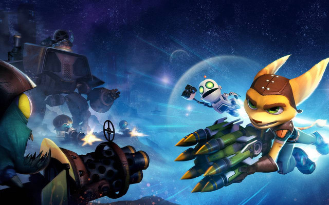 Cartoon character flying rocket robot free wallpaper - medium preview image