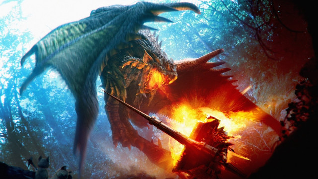 Dragon attacking demon forest fire free wallpaper - medium preview image