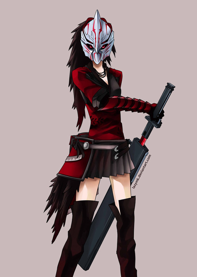 Woman red outfit gun knife free wallpaper - medium preview image