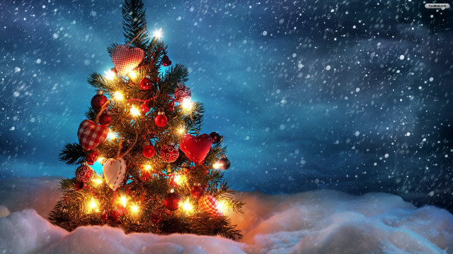 Christmas tree lights decorations snow #2 free wallpaper - medium preview image
