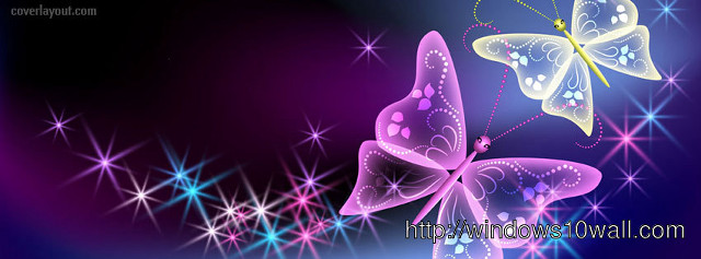 Purple butterfly stars blue background free wallpaper - medium preview image