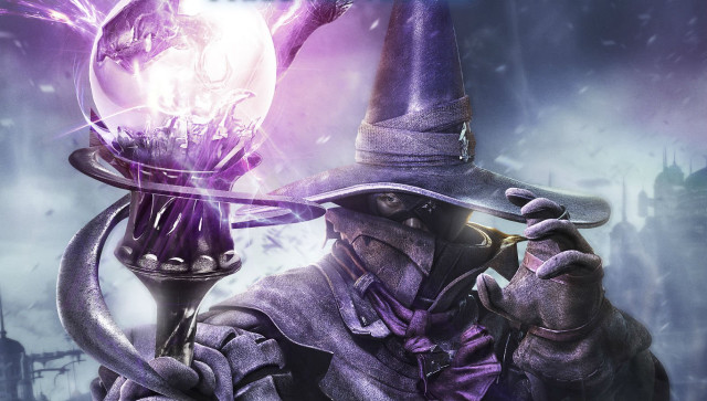 Wizard holding crystal ball purple free wallpaper - medium preview image