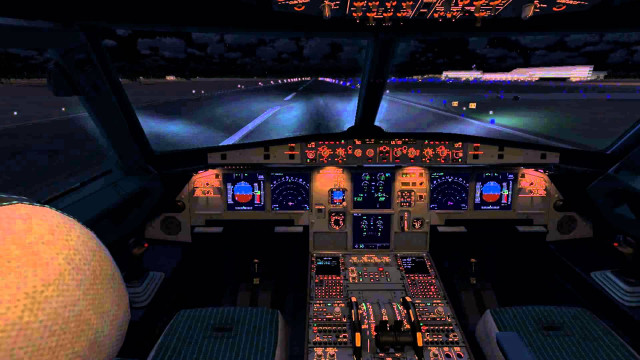 Cockpit inside plane night view free wallpaper - medium preview image