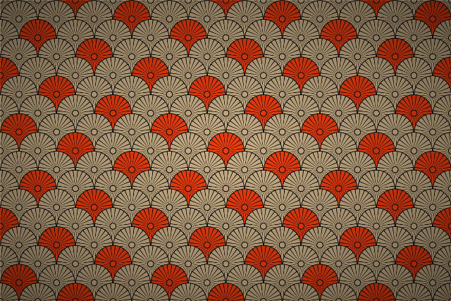 Red beige wallpaper fan pattern free wallpaper - medium preview image