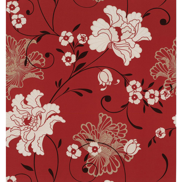 Red floral kimono sunrise cherry free wallpaper - medium preview image