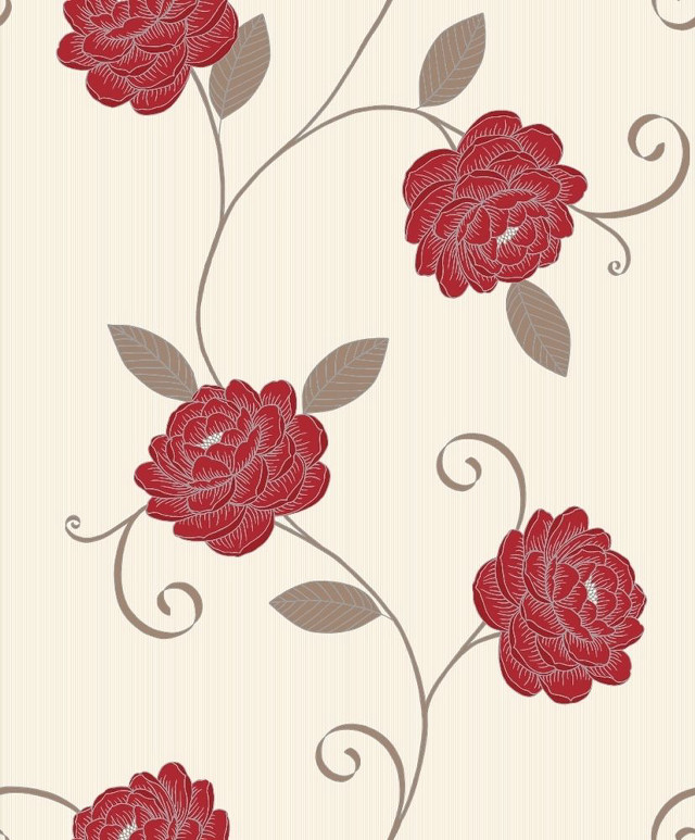 Red flower beige background swirls free wallpaper - medium preview image