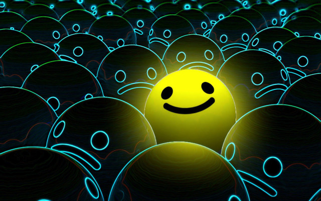 Smiley face blue green light free wallpaper - medium preview image