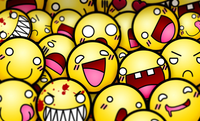 Yellow emoticons blood mouths teeth free wallpaper - medium preview image