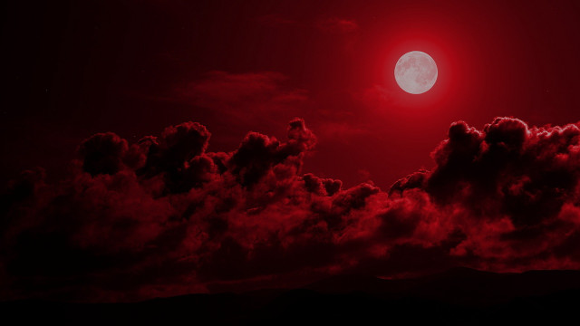 Red moon sky clouds mountains free wallpaper - medium preview image