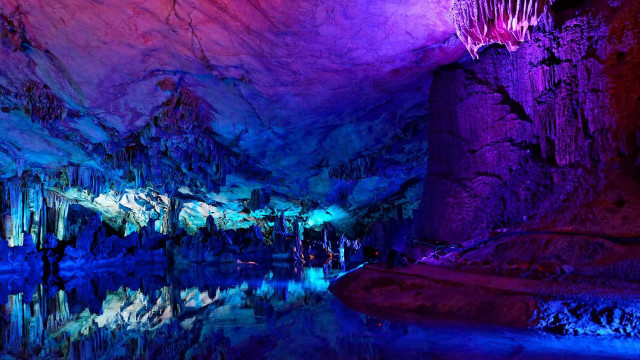 Cave pool water rock formation free wallpaper - medium preview image