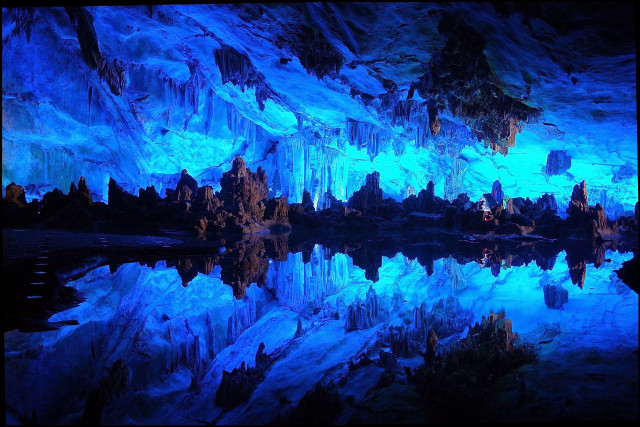 Blue cave lake ice formations free wallpaper - medium preview image