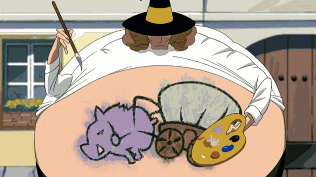 Cartoon character hat broom cat free wallpaper - medium preview image