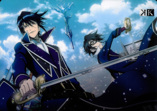 Anime characters swords sky clouds free wallpaper - medium preview image