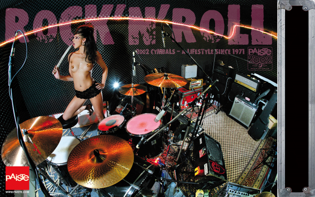 Woman drum set rock band free wallpaper - medium preview image