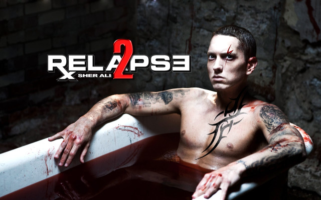 Tattooed man bathtub bloody face free wallpaper - medium preview image