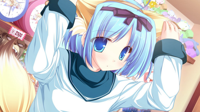 Girl blue hair white shirt #2 free wallpaper - medium preview image