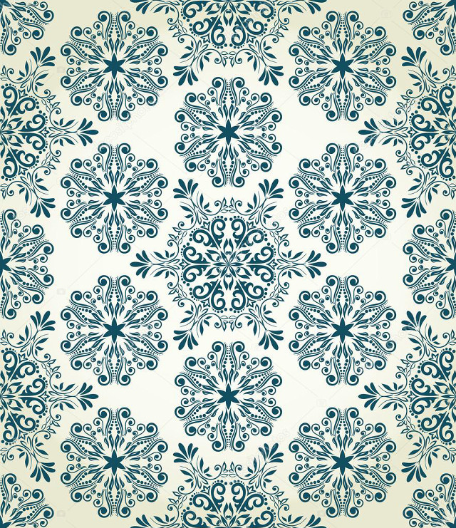 Blue white ornamental pattern silkscreen free wallpaper - medium preview image