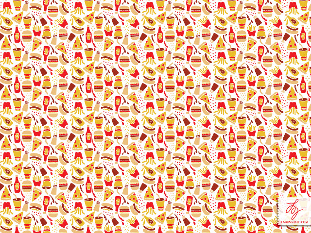 Food drinks pattern white background #2 free wallpaper - medium preview image