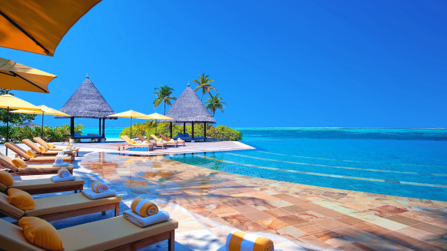 Resort pool lounge chairs umbrellas #2 free wallpaper - medium preview image