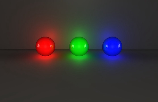 Three colored light balls raytraced free wallpaper - medium preview image