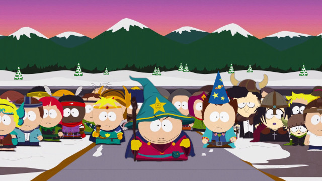 Cartoon characters road mountains snow free wallpaper - medium preview image
