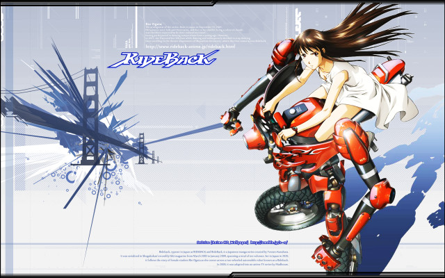 Woman motorcycle blue sky tower free wallpaper - medium preview image