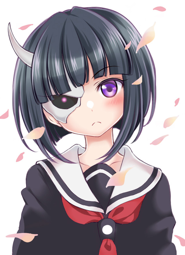 Anime girl horns red tie free wallpaper - medium preview image