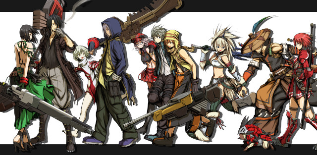 Anime characters guns weapons white free wallpaper - medium preview image